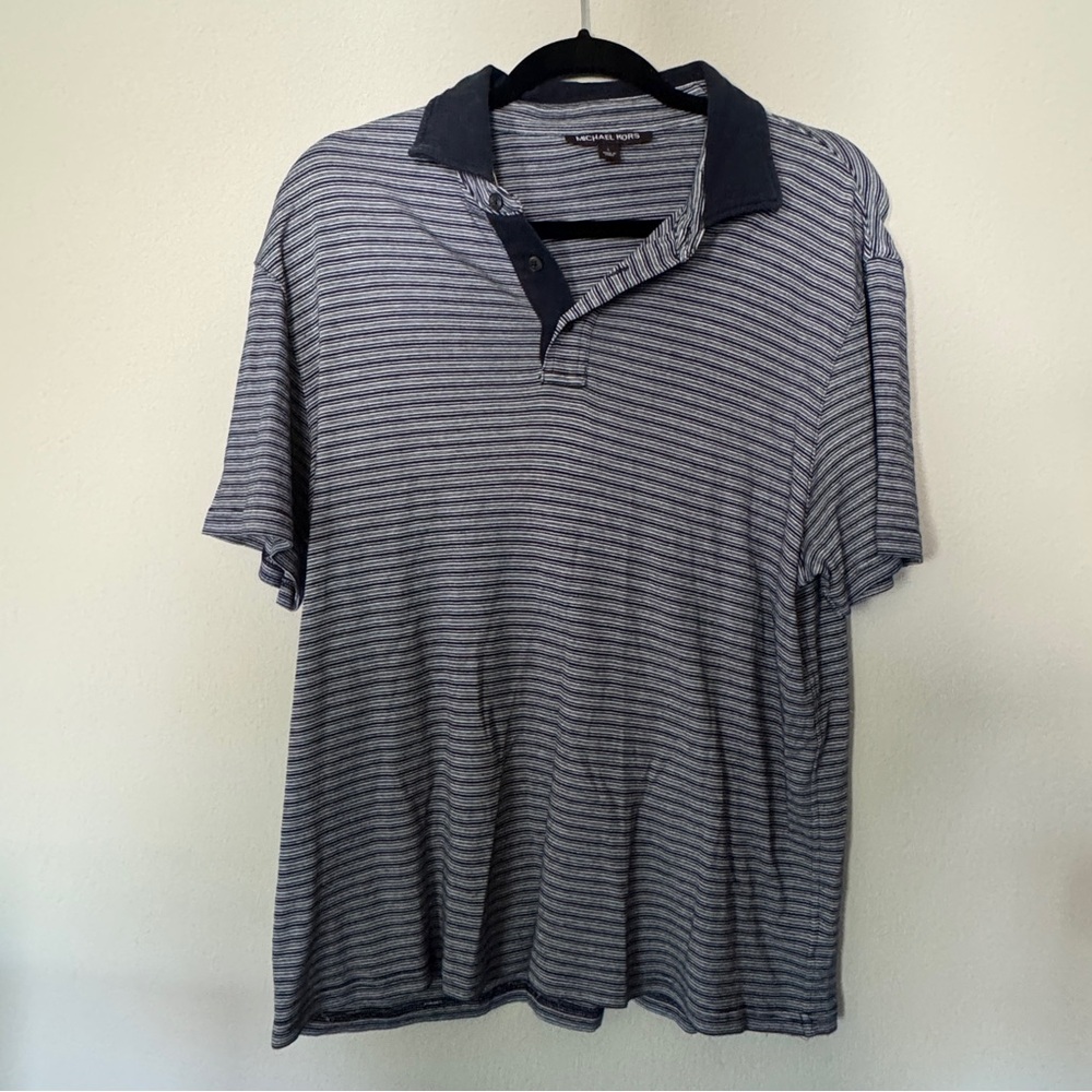 Michael Kors Blue Striped Polo Shirt